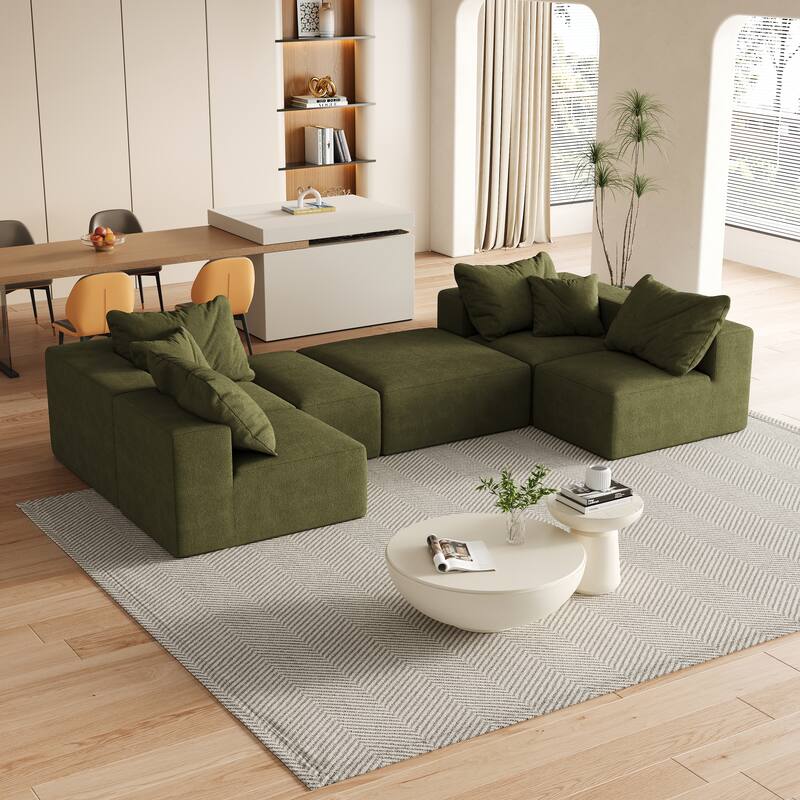 Living Room Modular Couch Chenille Upholstered Sectional Sofa Set