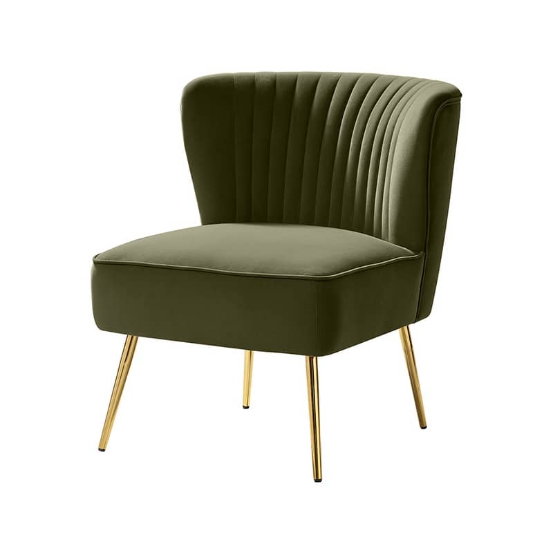 Monica 22''W Upholstered Modern Tufted Accent Side Chair with Gold Legs by HULALA HOME