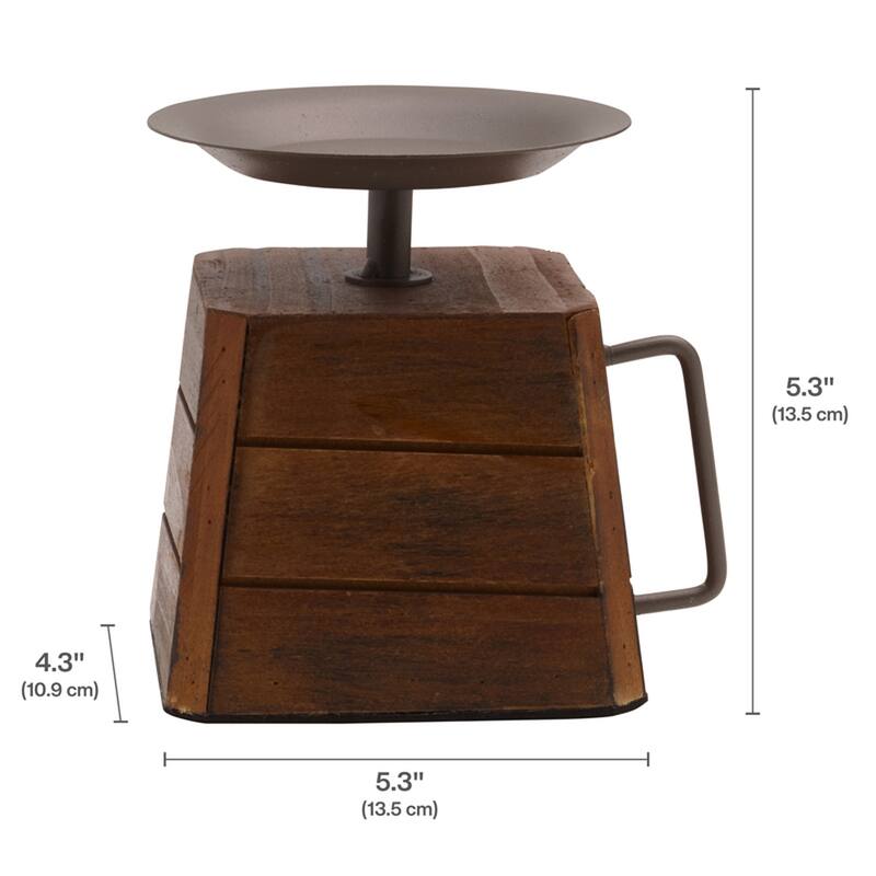 Elements Wood Pillar Candle Holder, 5X5 Inch