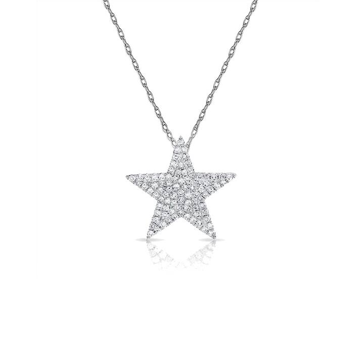 Joelle Collection Diamond Star Necklace 1/3 ct. TDW 14K Gold on a 16-inch Chain - White
