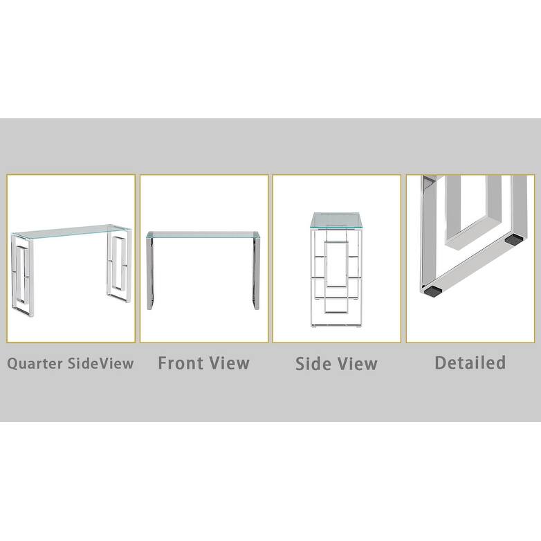 Console Table Stainless Steel Glass, Meal side table silvery Clear
