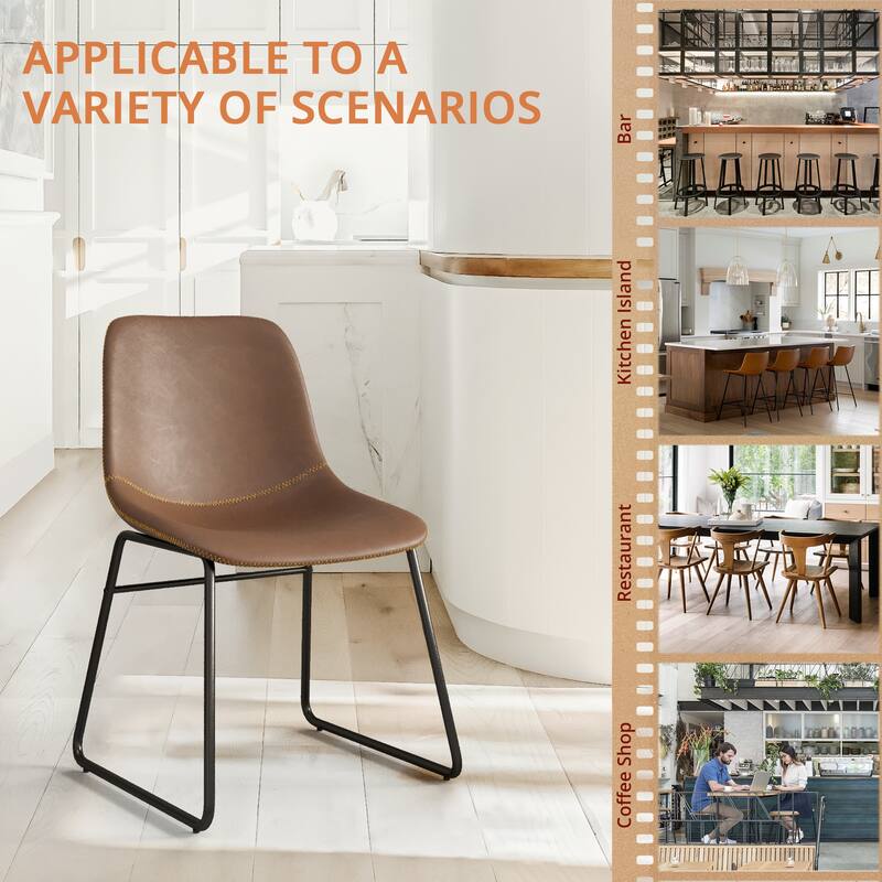 18 in. Modern Faux Leather Upholstered Kitchen Dining Chairs Set of 4 With Metal Frame - 22.83 in.W x 20.28 in.D x 31.89 in.H