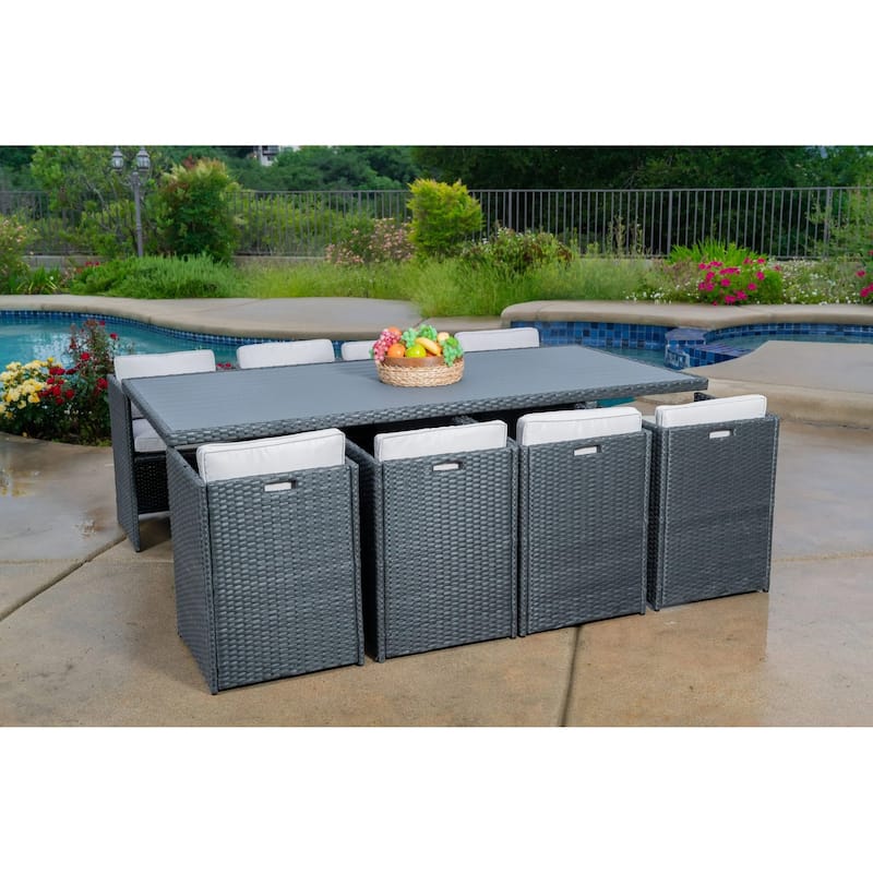 Dalia 9 Piece Dining Set Outdoor Patio Furniture Wicker Rattan Resin