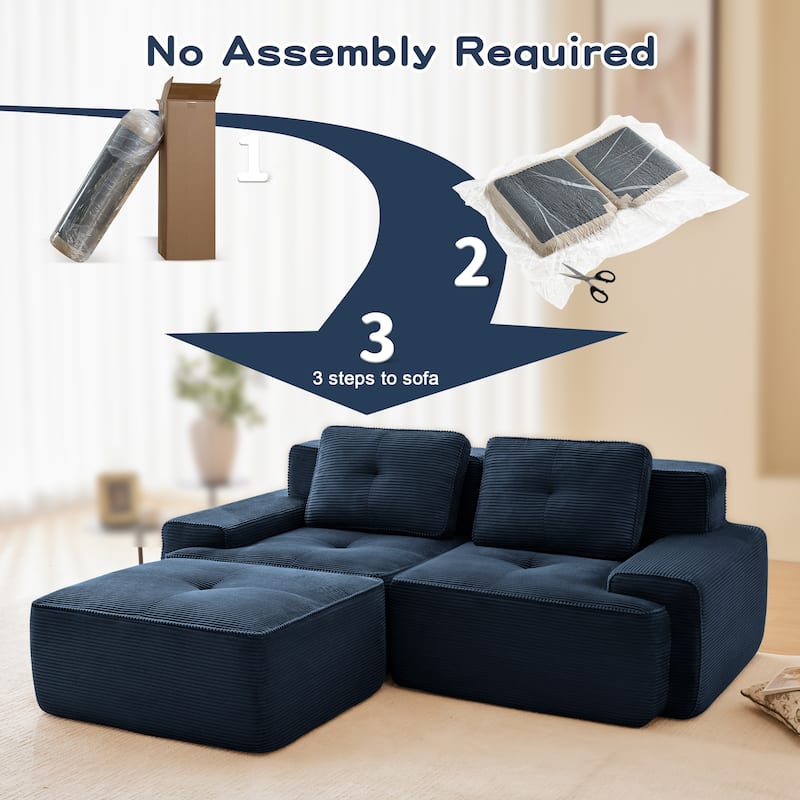 82" Modern L-Shaped Modular Sectional Sofa for Living Room, Corduroy Fabric, 2-Seater Couch with Deep Seat