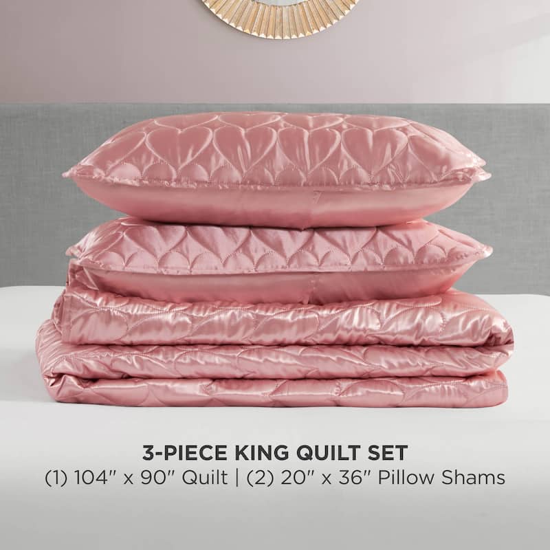 Juicy Couture Satin Heart Stitched Quilt Sets