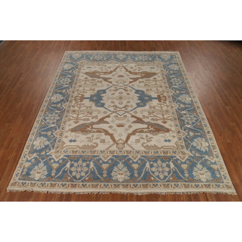 Transitional Oushak Indian Area Rug Handmade Wool Carpet - 8'1" x 10'0"