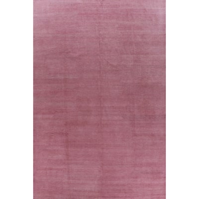 Hand Knotted Oriental 100% Wool Carpet Modern Solid Purples Gabbeh Area Rug - 13' 11'' X 10' 3''