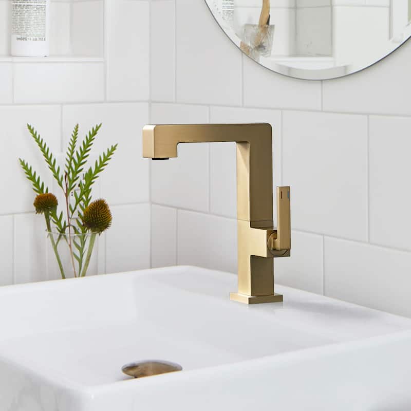 7.8"-11.8"H Solid Brass Single Handle Single Hole Bathroom Sink Faucet