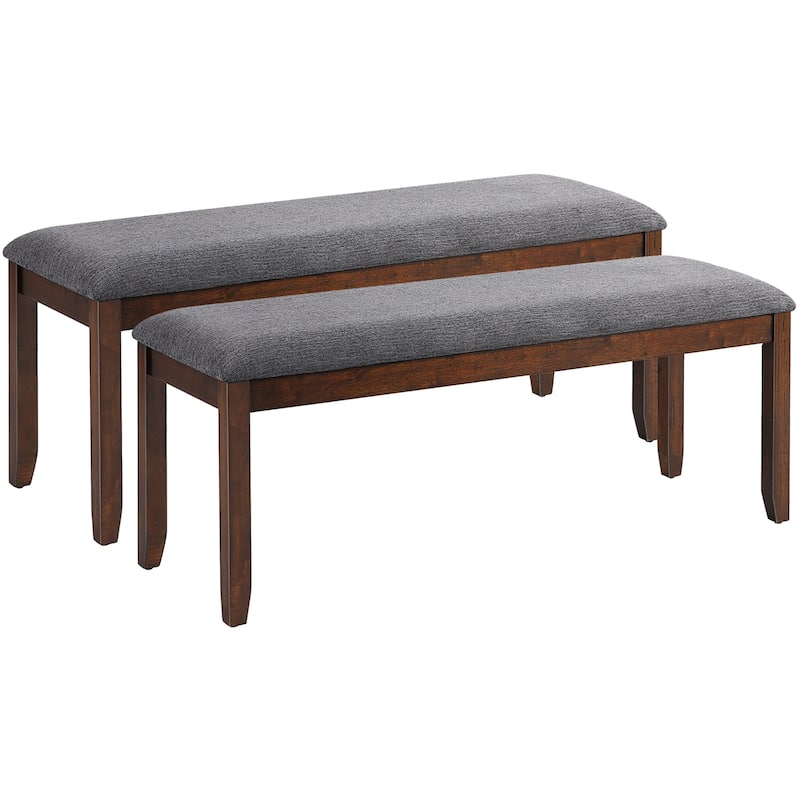 Costway Set of 2 Dining Bench Rubber Wood Upholstered Padded Bedroom - See details