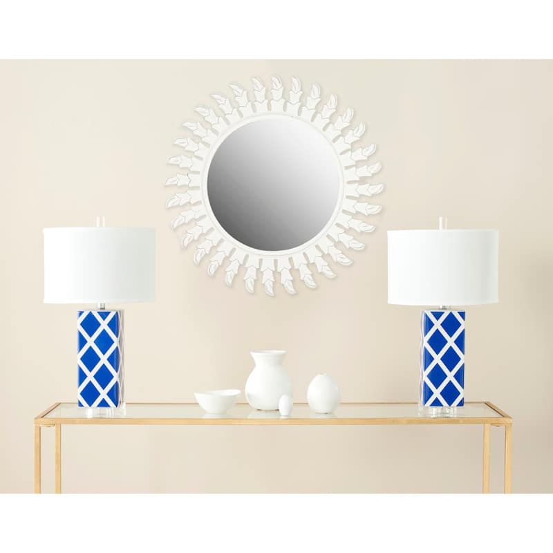 SAFAVIEH Handmade Porsche White Sunburst 32-inch Decorative Mirror - 32" x 32" x 0.8" - 32Wx1Dx32H