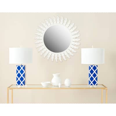 SAFAVIEH Handmade Porsche White Sunburst 32-inch Decorative Mirror - 32" x 32" x 0.8" - 32Wx1Dx32H
