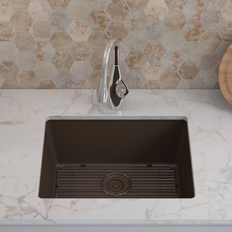 23" x 18" Quartz Kitchen Sink, Single Bowl Sink, Drop-in Sink, Undermount Sink, Granite Kitchen Sink, with Steel... - 23"x18"