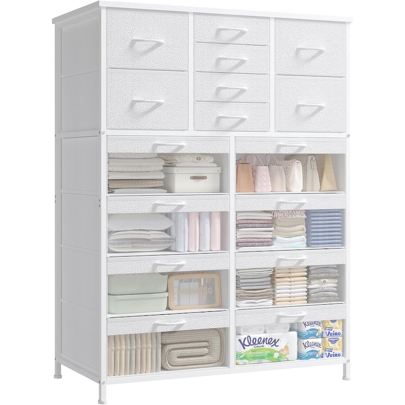 9-16 Drawer Dresser Fabric Storage Chests of Drawers Metal Frame