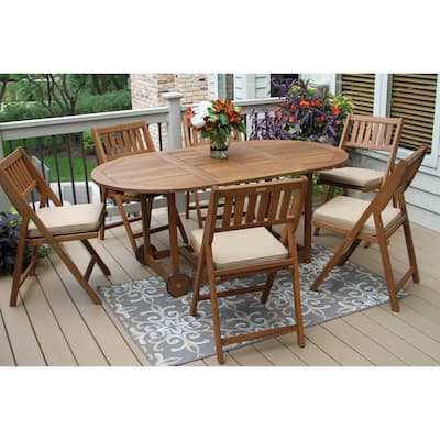 Eilaf 7pc Eucalyptus Fold and Store Dining Set