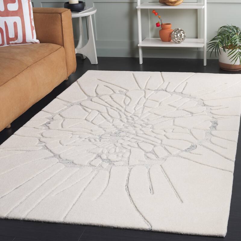 SAFAVIEH Handmade Mykonos Fatme Modern & Contemporary Wool Rug - 3' x 5' - Ivory/Silver