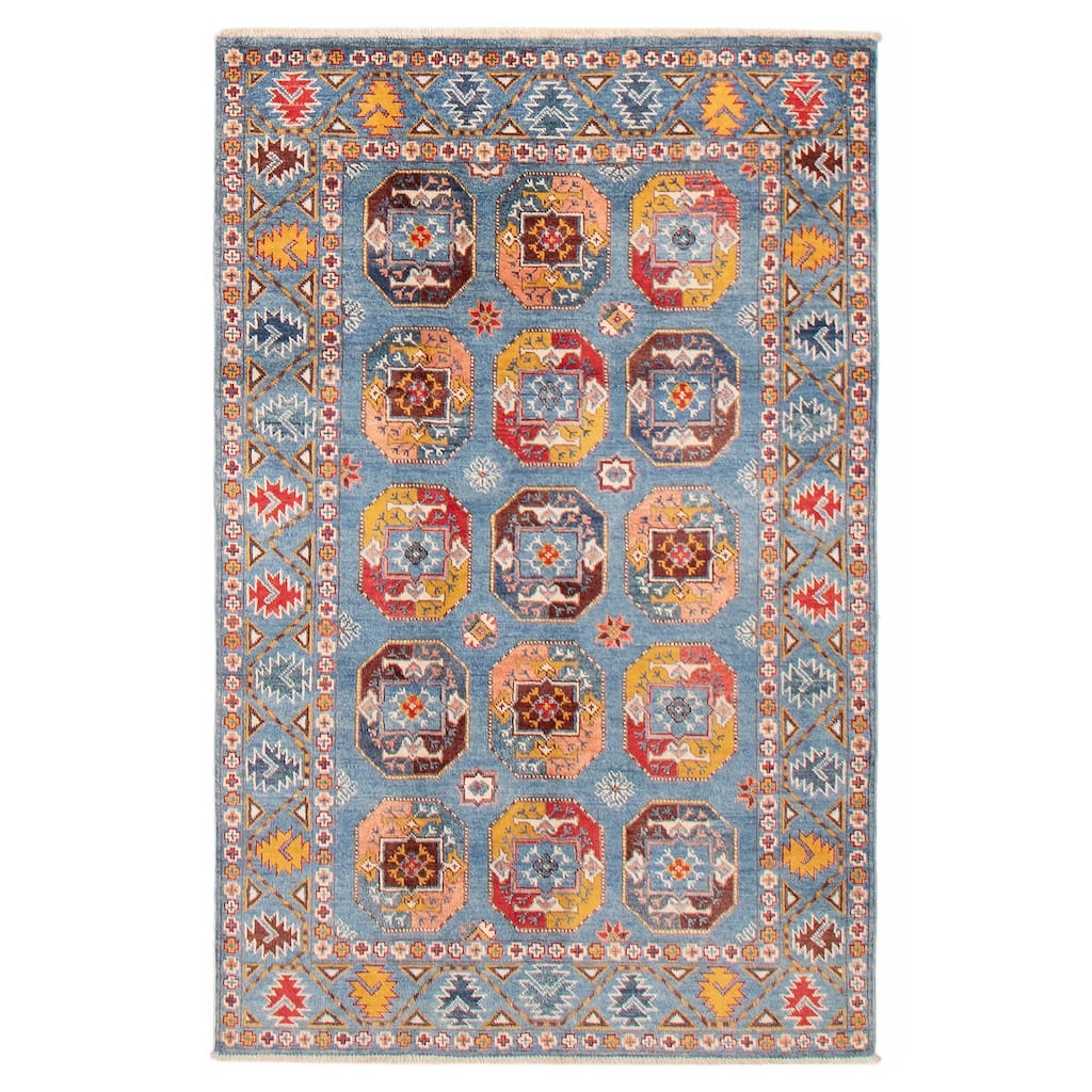 ECARPETGALLERY Hand-knotted Uzbek Ghazni Blue Wool Rug - 3'10 x 6'0