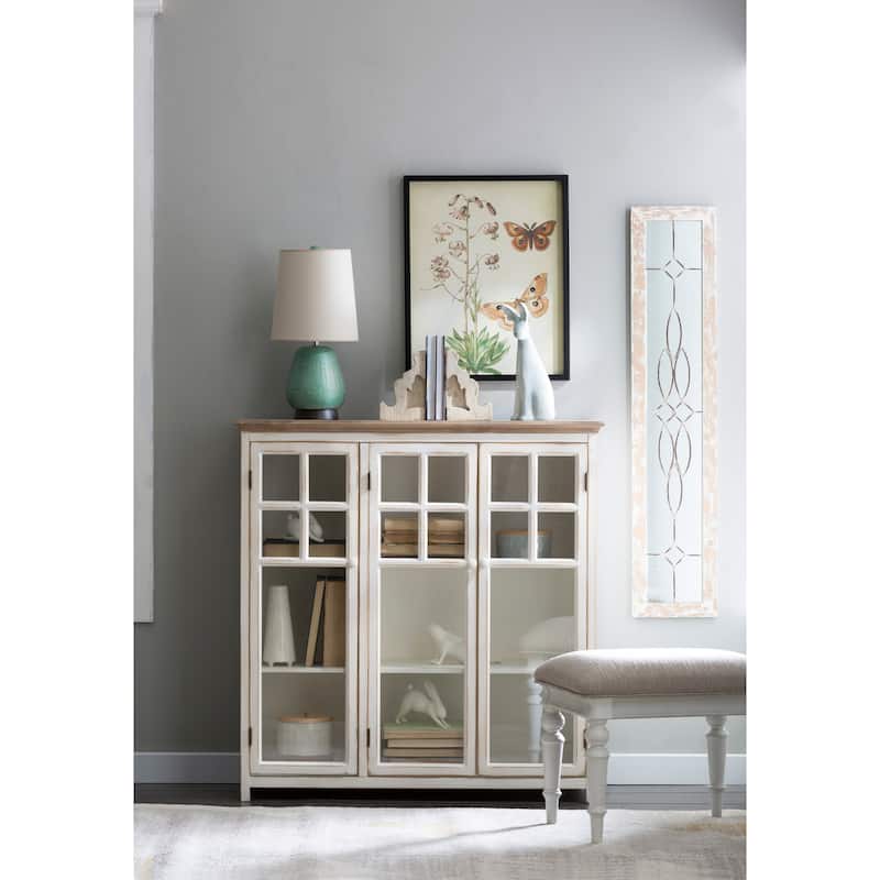 Wood Cabinet with 3 Shelves and 3 Glass Doors