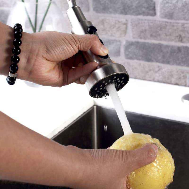 Brushed Nickel Pull Out Spray Kitchen Sink Faucet