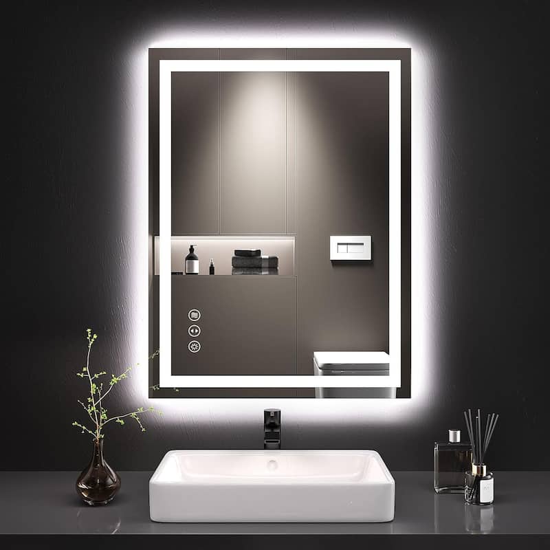 24x32 Inch Frameless LED Bathroom Mirror,Smart Mirror - White - White