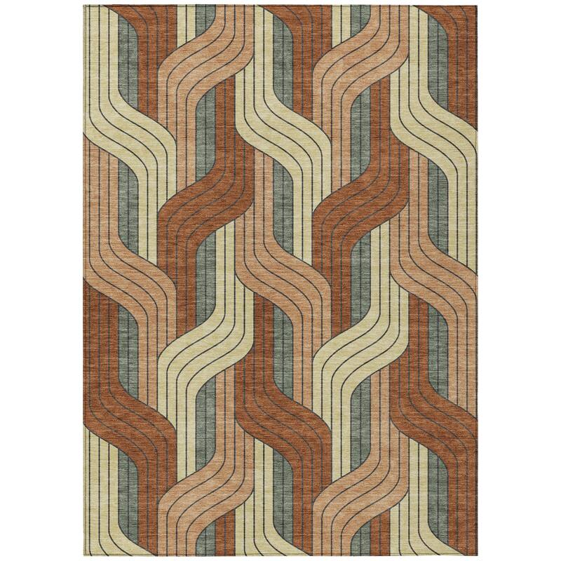 Machine Washable Indoor/ Outdoor Modern Pathway Chantille Rug