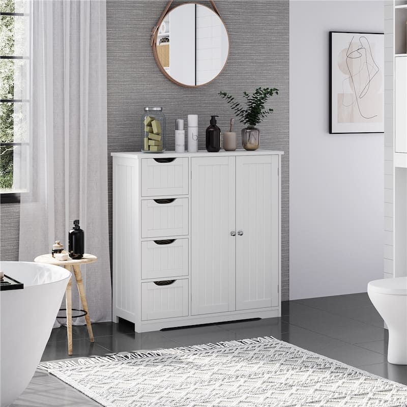 Yaheetech Bathroom Storage Cabinet with Adjustable Shelf, White - N/A - White