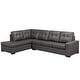 preview thumbnail 13 of 45, Liam Top Grain Leather Tufted Sectional Chaise Sofa Dark Grey - Left Facing