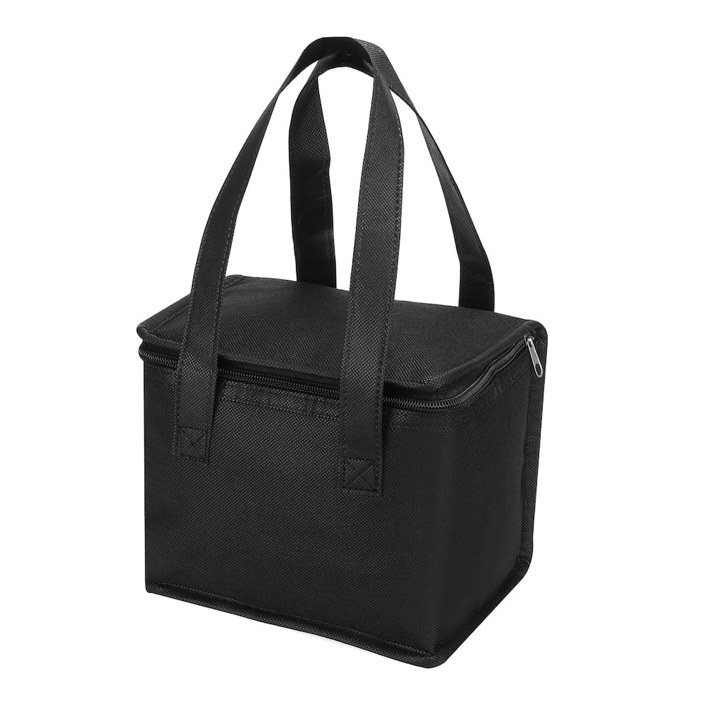 8.3"x5.5"x6.7" Insulated Reusable Grocery Bag Food Delivery Tote Bag, Black