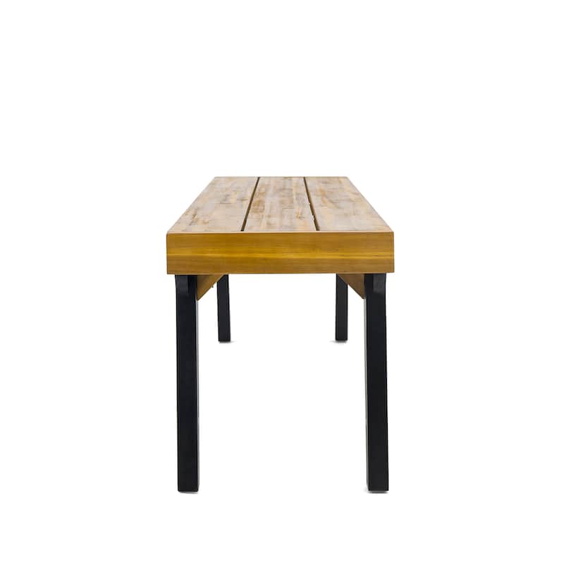 Harper Outdoor Modern Industrial Acacia Wood Dining Benches (Set of 2) by Christopher Knight Home