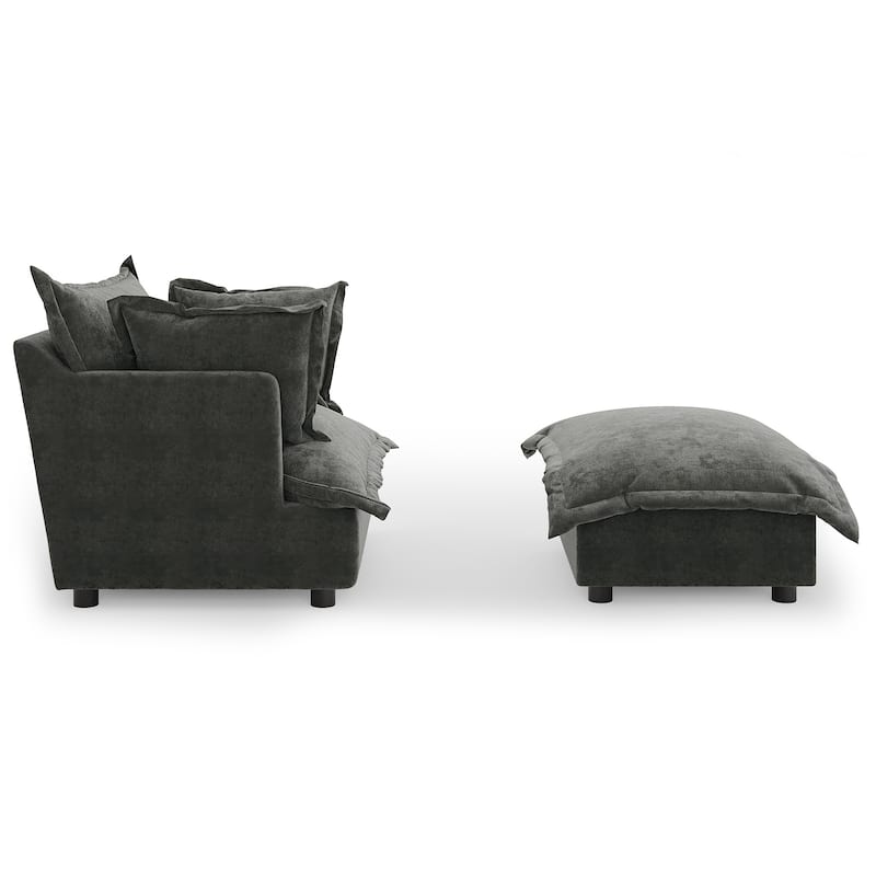 Modern Cloud Chaise Longue Accent Chair with Ottoman set