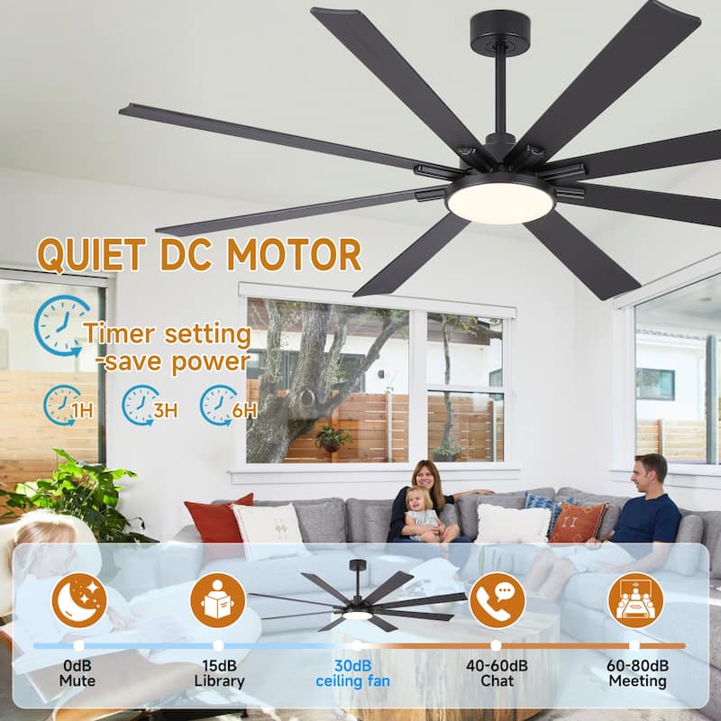 Gabriel 72 in. Indoor Black PlyWood Smart Ceiling Fan with Integrated LED, Works with Alexa/Google