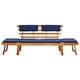 preview thumbnail 5 of 6, vidaXL Patio Bench with Cushions 2-in-1 75" Solid Acacia Wood