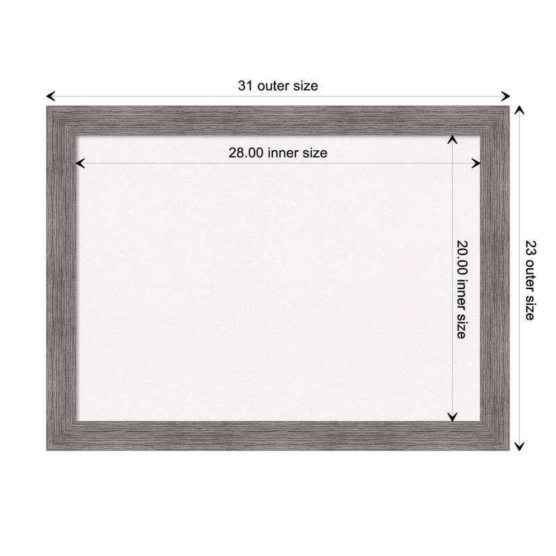 Pinstripe Plank Grey Narrow Framed White Corkboard Bulletin Board - Board Size 28x20