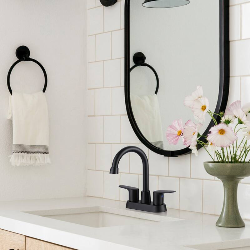 WOWOW 4 in. Centerset Double Handle High Arc Bathroom Faucet