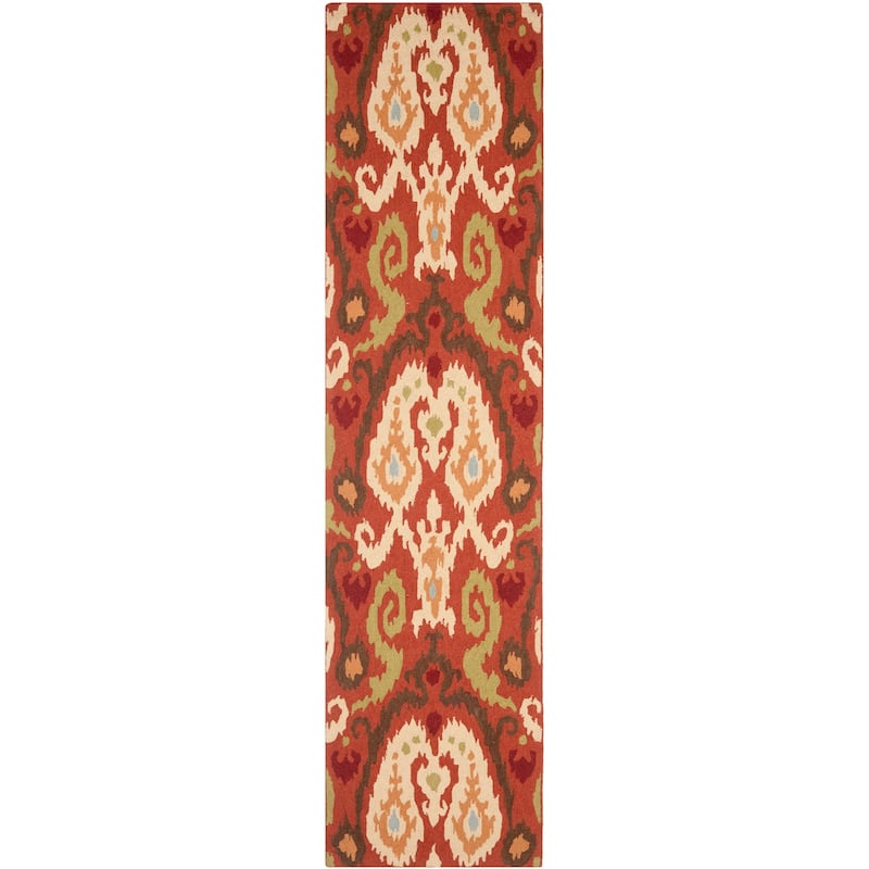 SAFAVIEH Hand-hooked Chelsea Vivi Country Oriental Wool Rug - 2'6" x 10' Runner - Rust/Multi