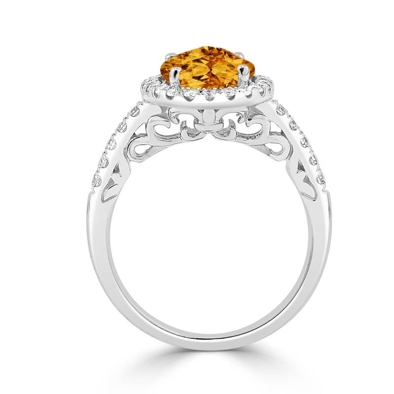 Auriya 3ct Oval Citrine and Halo Diamond Engagement Ring 3/8ctw 14k Gold
