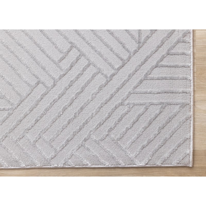 Ellie Collection - High-Low Textured Soft Polyester Grey Area Rug