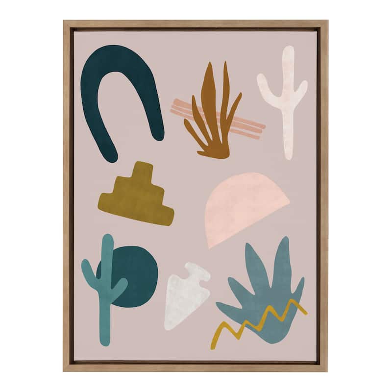 Kate and Laurel Sylvie Desert Shapes Framed Canvas by Sarah Eisenlohr - 18x24 - Plastic - Gold