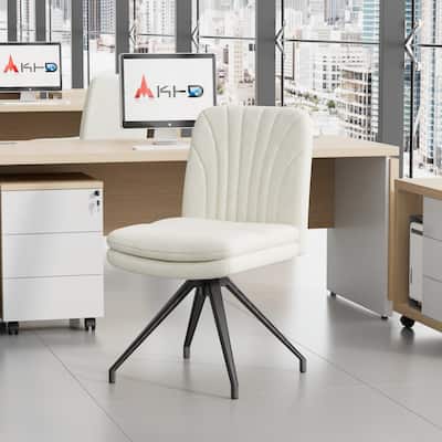 Javlergo Office Chair No Wheels Upholstered Desk Chair with Metal Legs Modern Vanity Chair Computer Task Chair for Home Office