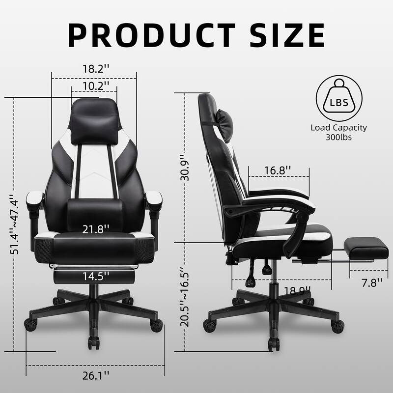 Adjustable Comfortable Game Chair Swiveling PC & Racing with Footrest