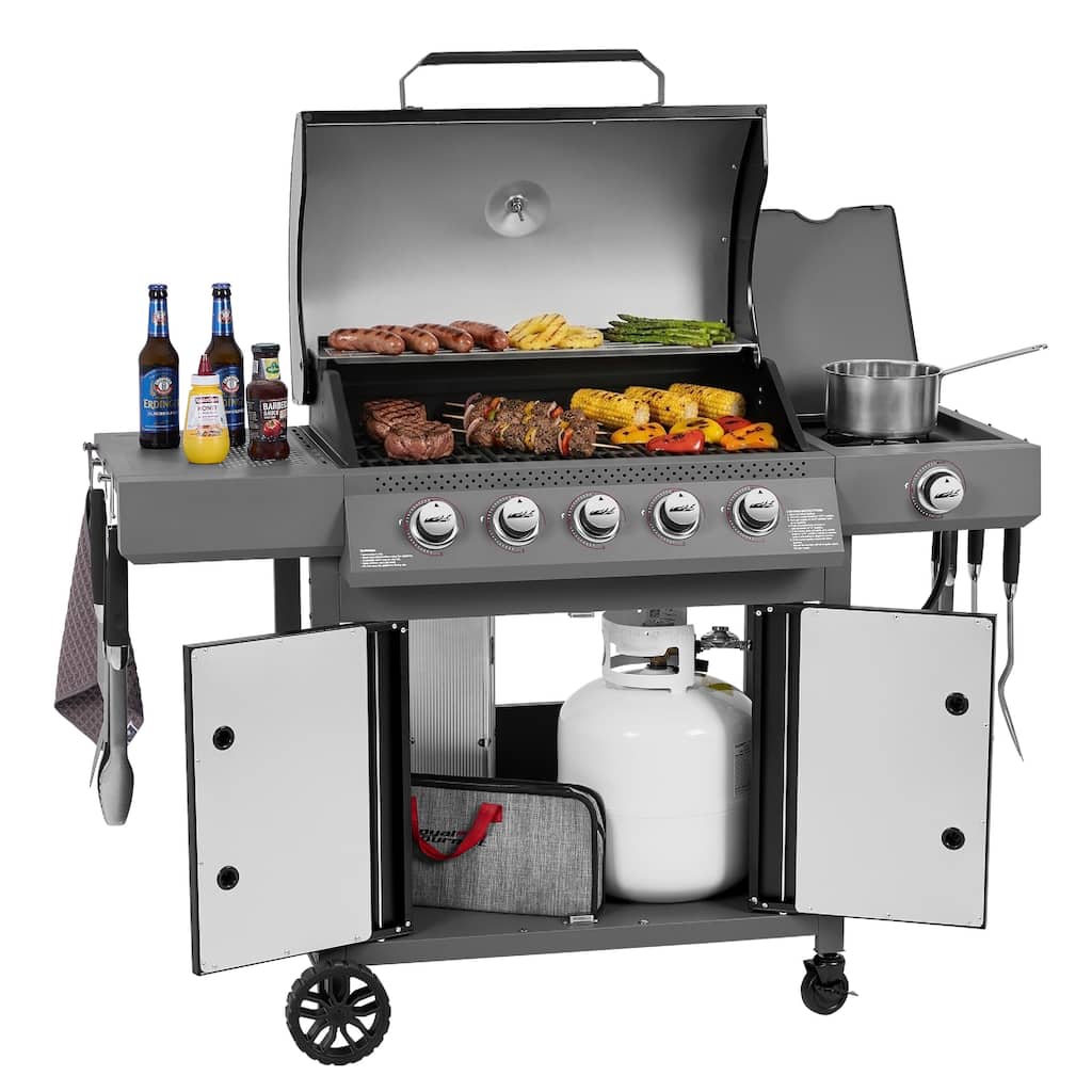 Royal Gourmet GE5001H 5-Burner Cabinet-Style Gas Grill with Side Burner, Electronic Ignition