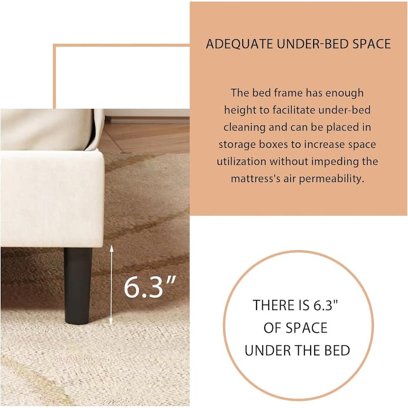 Alazyhome Square Tufted Upholstered Platform Bed Frame