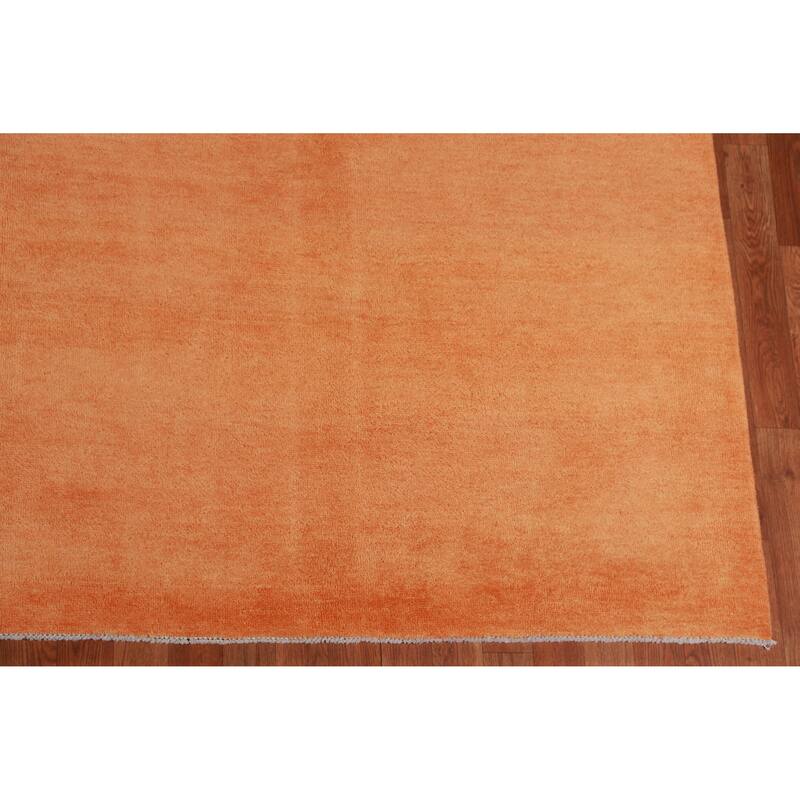 Hand Knotted Oriental 100% Wool Carpet Modern Solid Oranges & Rust Gabbeh Area Rug - 12' 2'' X 9' 0''