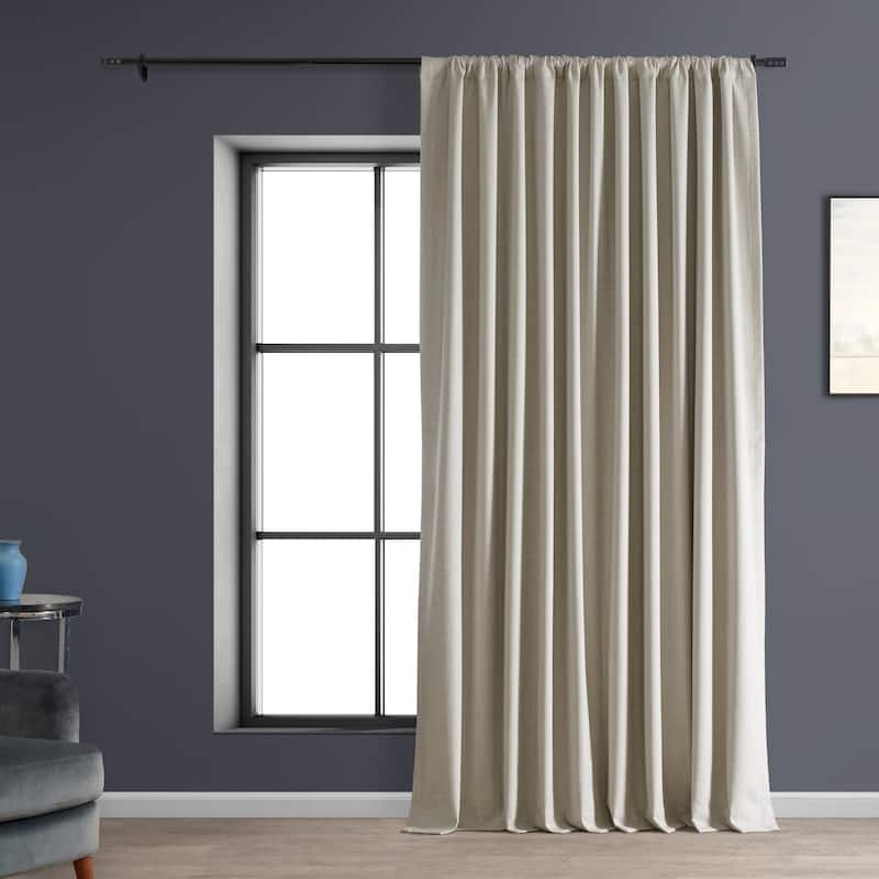 Exclusive Fabrics Extra Wide Performance Linen Blackout Curtains (1 Panel) Thermal Insulated Window Curtains - 100 X 96 - Light Beige