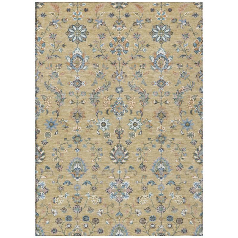 Machine Washable Indoor/ Outdoor Traditional Basalt Chantille Rug