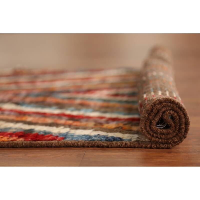 Chevron Style Multi-Color Moroccan Runner Rug Handmade Wool Carpet - 3'0" x 9'7"