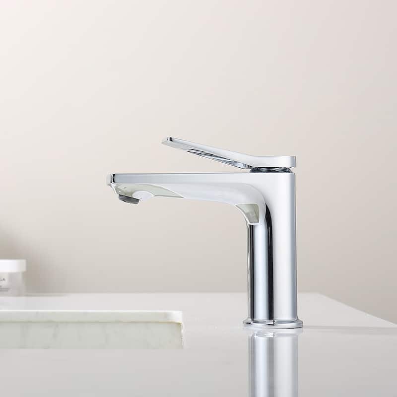 Chrome Single Handle Bathroom Faucet for 1 Hole Vanity Sink - 7.08" x 1.77" x 7.24"