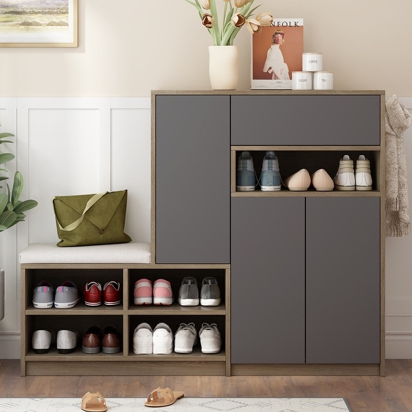 2-in-1 Multi-functional Shoe Rack with Padded Seat - Bed