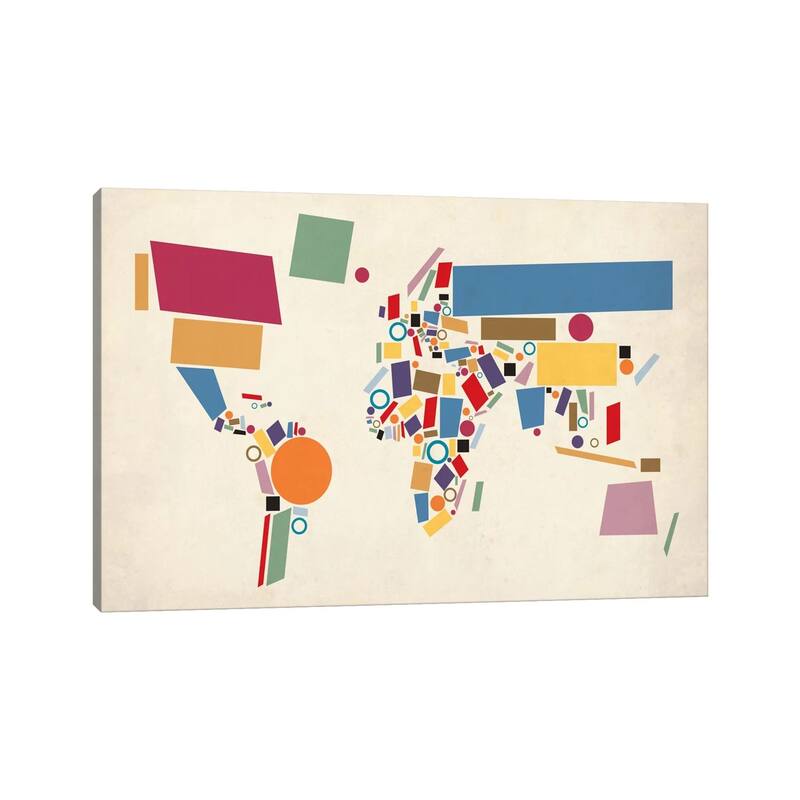 iCanvas "Geometric World Map (Abstract)" by Michael Tompsett Canvas Print