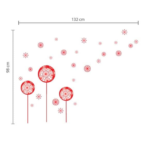dimension image slide 2 of 8, Walplus Red Pink Dandelion Flower Wall Sticker Nursery Decor Decal