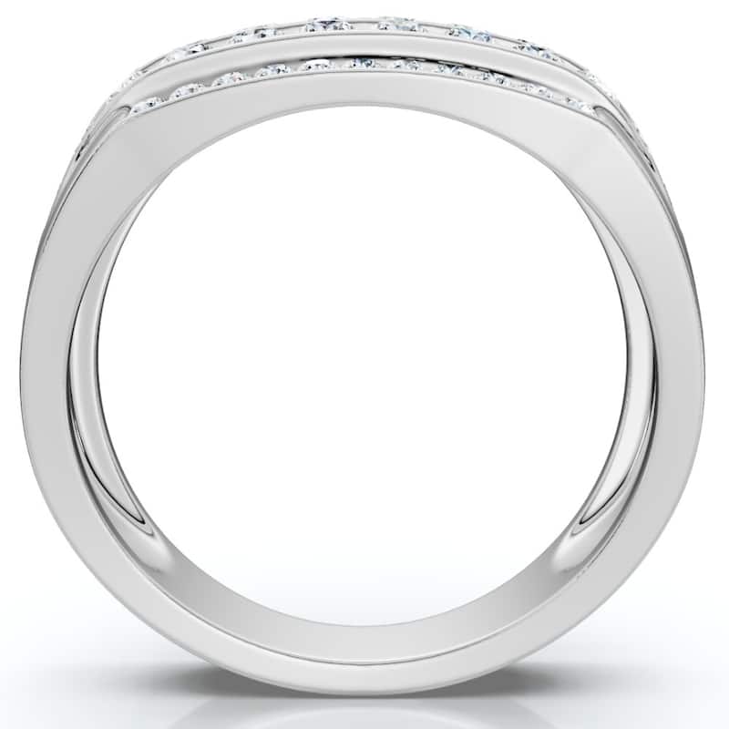 2Ct Diamond Ring Men's Wide Multi Row in White, Yellow, or Rose Gold